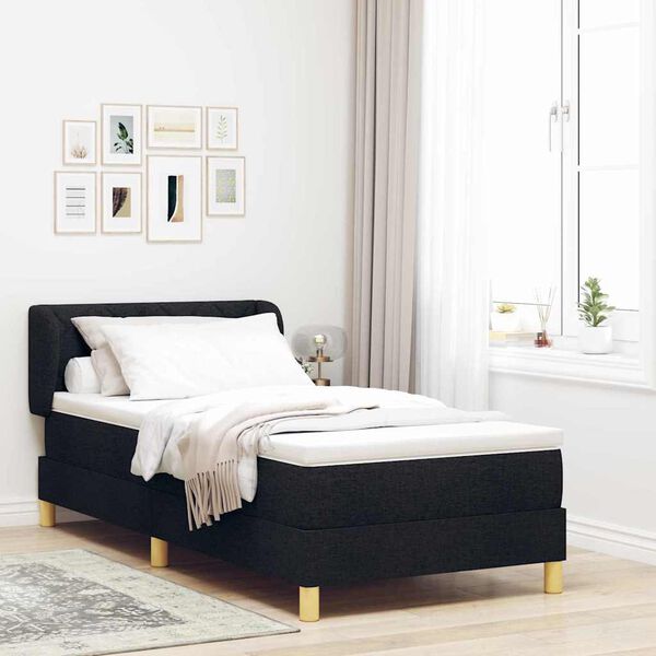 vidaXL Boxspringbett mit Matratze Schwarz 90 x 190 cm Stoff
