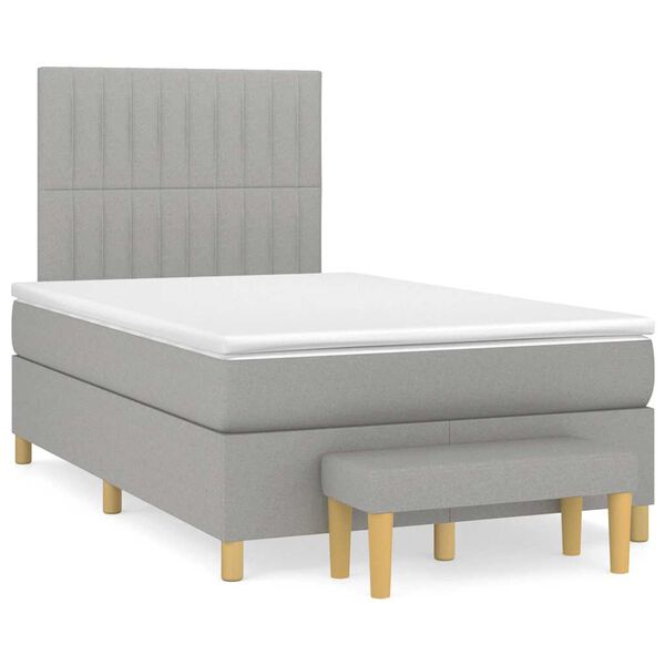 vidaXL Boxspringbett mit Matratze Hellgrau 120x190 cm Stoff