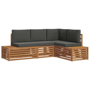 vidaXL Outdoor-Sofagarnitur mit Kissen 4 St&uuml;ck Natur und Anthrazit