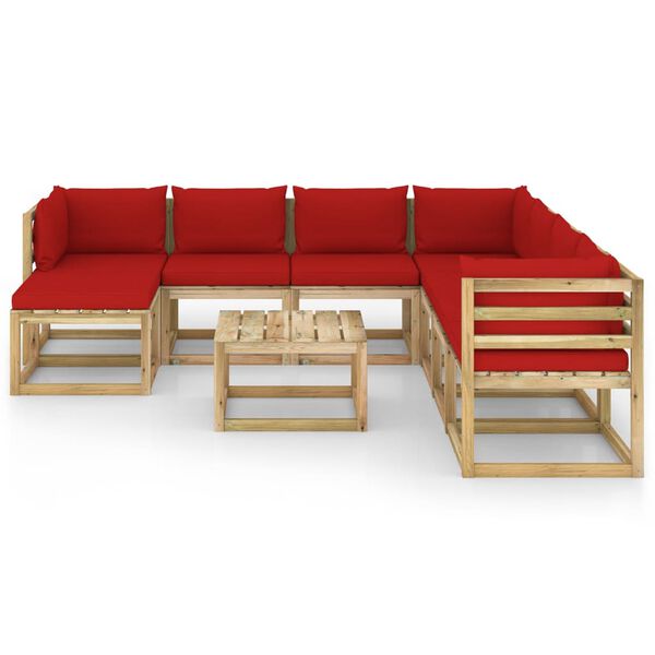 vidaXL 9-tlg. Garten-Lounge-Set mit Kissen Impr&auml;gniertes Kiefernholz