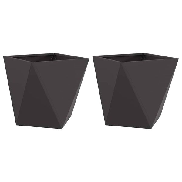vidaXL Pflanzk&uuml;bel 2 pcs Schwarz 50 x 50 x 50 cm Stahl