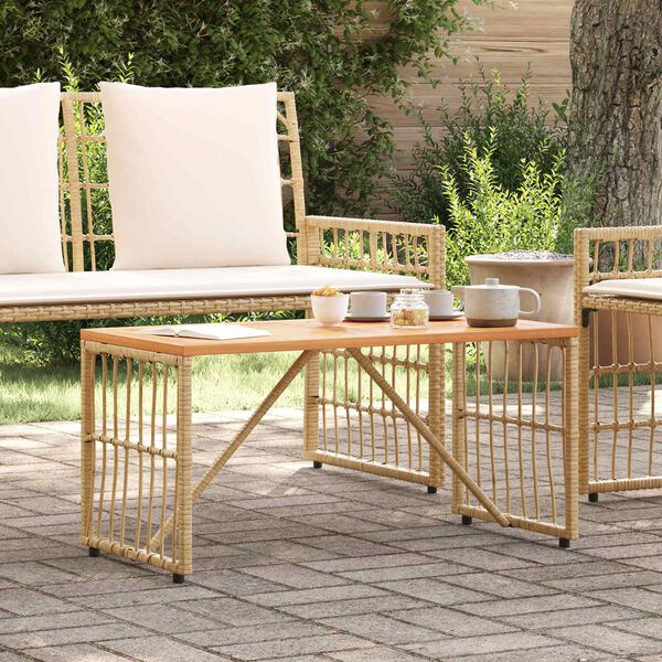 vidaXL Tisch f&uuml;r Outdoor Natur 80 x 40 x 40 cm Stahl und Poly Rattan