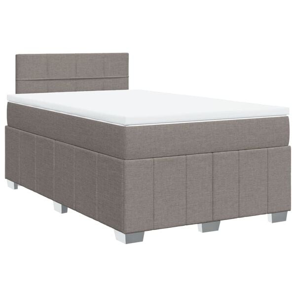 vidaXL Boxspringbett mit Matratze Taupe 120x190 cm Stoff