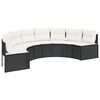 vidaXL Gartensofa mit Tisch und Kissen Halbrund Schwarz Poly-Rattan