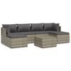 vidaXL 7-tlg. Garten-Lounge-Set mit Kissen Grau Poly Rattan