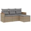 vidaXL 4-tlg. Garten-Sofagarnitur mit Kissen Beige Poly Rattan