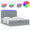 vidaXL Ottoman-Bett mit Matratzen & LEDs Hellgrau 200x200 cm Stoff