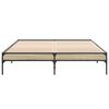 vidaXL Bettgestell Sonoma-Eiche 150x200 cm Holzwerkstoff und Metall