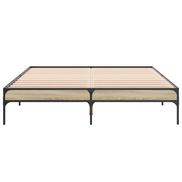 vidaXL Bettgestell Sonoma-Eiche 150x200 cm Holzwerkstoff und Metall