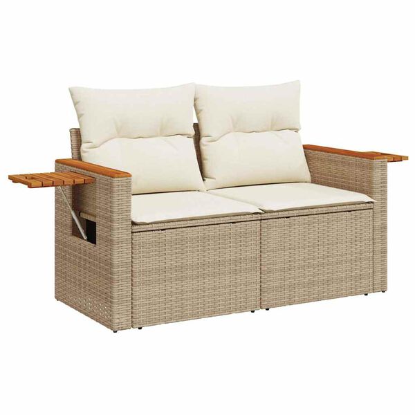 vidaXL 4-tlg. Garten-Sofagarnitur mit Kissen Beige Poly Rattan