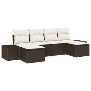 vidaXL Garten-Sofa-Set mit Kissen 4 pcs Braun und Creme Poly-Rattan