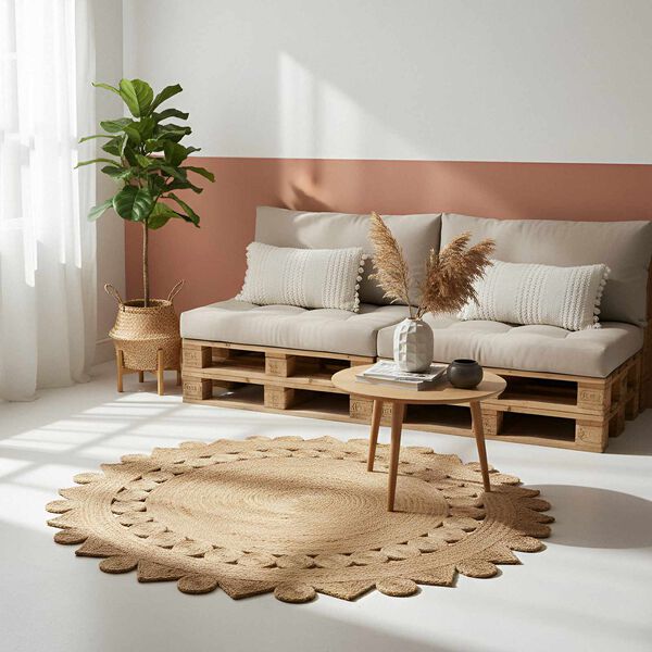 vidaXL Bereichsteppiche Rechtwinklig Braun &Oslash; 240 cm Jute