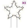 vidaXL Weihnachtssterne mit Erdspie&szlig;en 3 Stk. 50 LEDs 29 cm