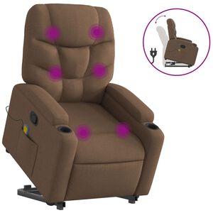 vidaXL Massagesessel mit Aufstehhilfe Braun Stoff