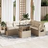 vidaXL 7-tlg. Garten-Sofagarnitur mit Kissen Beige Poly Rattan