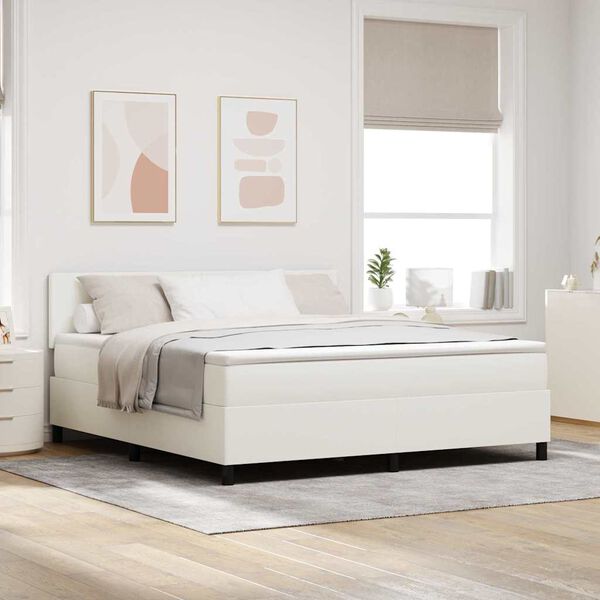 vidaXL Boxspringbett Creme und Wei&szlig; 203 x 180 x 88 cm Cordstoff