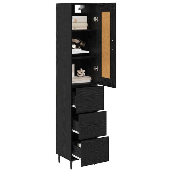 vidaXL Highboard Schwarz Eichen-Optik 34,5 x 34 x 180 cm Holzwerkstoff