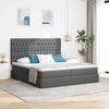 vidaXL Bett mit LED-Lichtleisten Dunkelgrau 200 x 200 cm Stoff