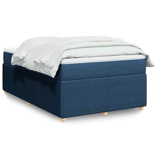 vidaXL Boxspringbett mit Matratze Blau 120x190 cm Stoff