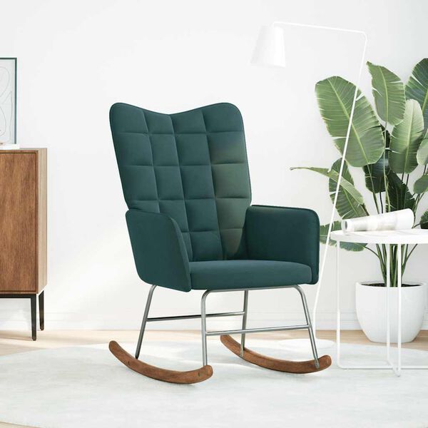 vidaXL Schaukelstuhl Dunkelgrün Samt