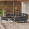 vidaXL 9-tlg. Garten-Lounge-Set mit Kissen Schwarz Massivholz Kiefer