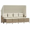 vidaXL 5-tlg. Garten-Sofagarnitur mit Kissen Beige Poly Rattan