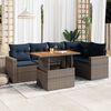 vidaXL 6-tlg. Garten-Sofagarnitur mit Kissen Grau Poly Rattan