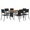 vidaXL 7-tlg. Garten-Essgruppe Poly Rattan Schwarz