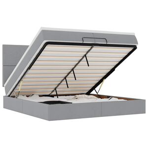 vidaXL Ottoman-Bett mit Matratzen & LEDs Hellgrau 200x200 cm Stoff