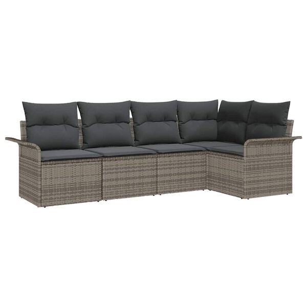 vidaXL Gartensofa-set mit Speicher 5 pcs Grau Poly-Rattan
