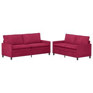 vidaXL Sofa Set 2 stk. Weinrot Samt