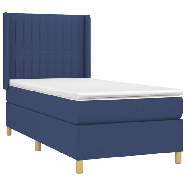vidaXL Boxspringbett mit Matratze Blau 80x200 cm Stoff