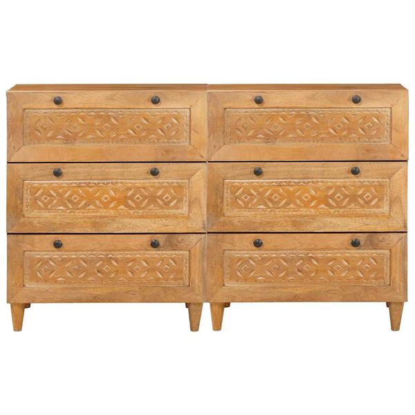 vidaXL Sideboard 2 pcs Braun 60 x 33 x 75 cm massives Mangoholz