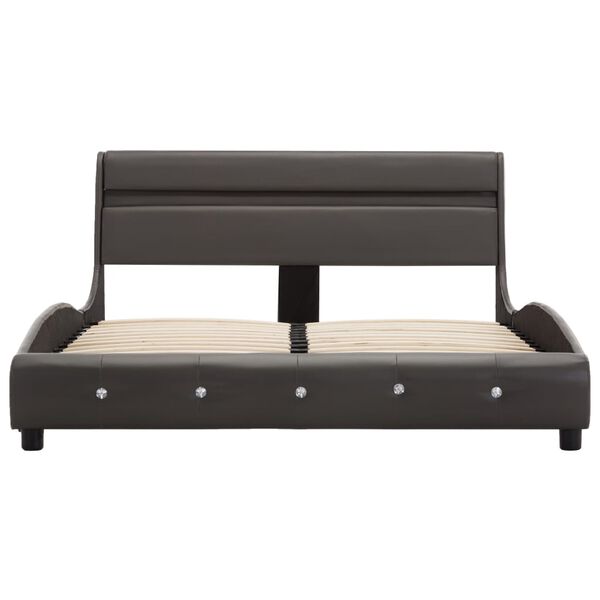 vidaXL Bettgestell mit LED Grau Kunstleder 140x200 cm