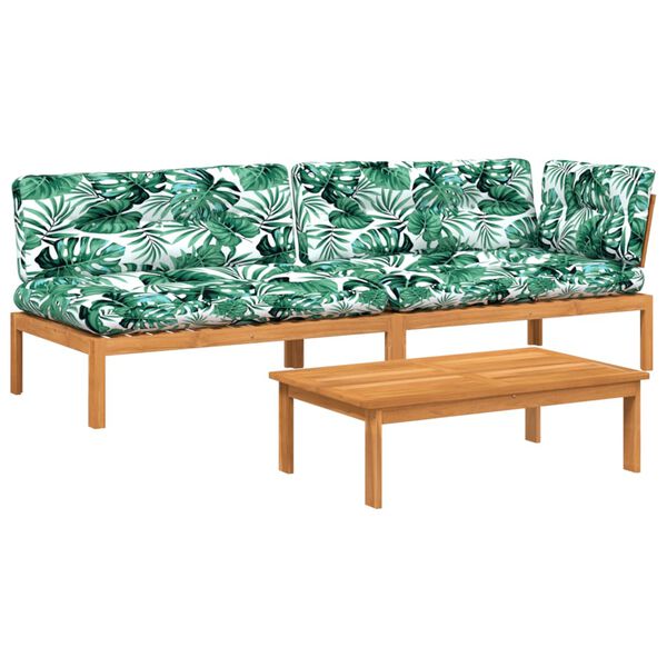 vidaXL 3-tlg. Garten-Sofagarnitur aus Paletten mit Kissen Akazienholz
