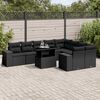 vidaXL 10-tlg. Garten-Sofagarnitur mit Kissen Schwarz Poly Rattan