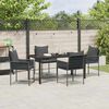 vidaXL Garten Essgruppe 5 pcs Schwarz und Grau PE-Rattan