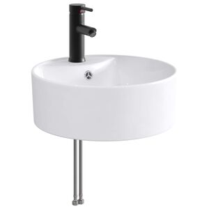 vidaXL Waschbecken mit Wasserhahn und Abfluss Matt Schwarz
