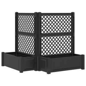 vidaXL Gro&szlig;er Pflanzer mit Rankgitter 2 pcs Anthrazit