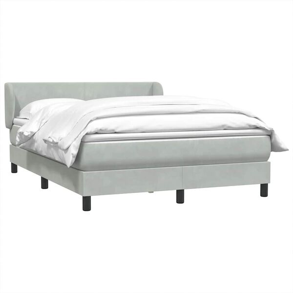 vidaXL Boxspringbett mit Matratze Hellgrau 160x210 cm Samt