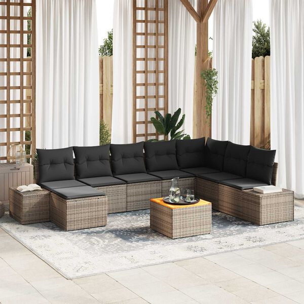vidaXL Garten-Sofa-Set 9 pcs Grau