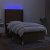 vidaXL Boxspringbett mit Matratze & LED Dunkelbraun 90x190 cm Stoff