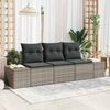 vidaXL Gartensofa-set mit Speicher 3 pcs Grau Poly-Rattan