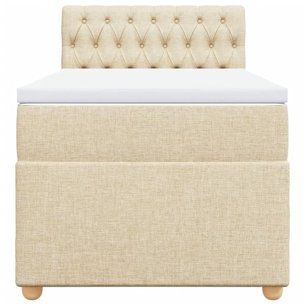 vidaXL Boxspringbett mit Matratze Creme 90x190 cm Stoff