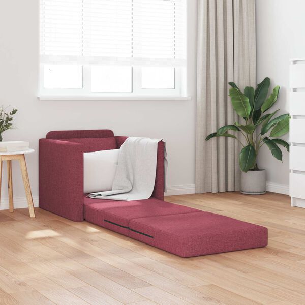 vidaXL Bodensofa mit Schlaffunktion Weinrot 112x174x55 cm Stoff
