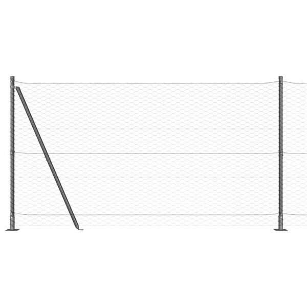 vidaXL Zaunpfosten Grau 25 x 1,5 m (36 mm Maschen) Stahl