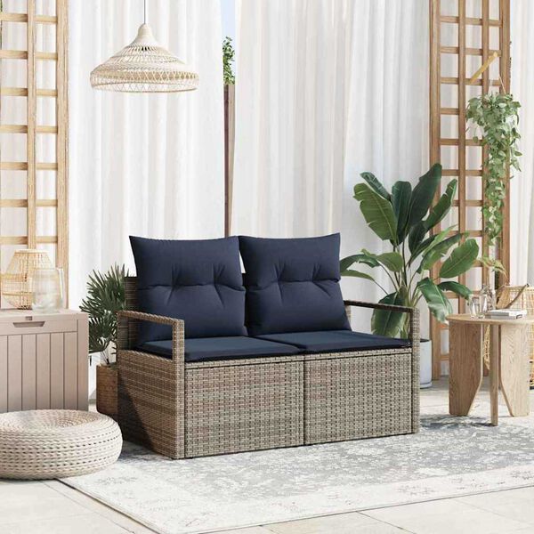 vidaXL Garten-Sofa mit Kissen 120 x 62 x 69 cm Poly-Rattan
