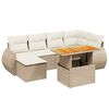 vidaXL 7-tlg. Garten-Sofagarnitur mit Kissen Beige Poly Rattan