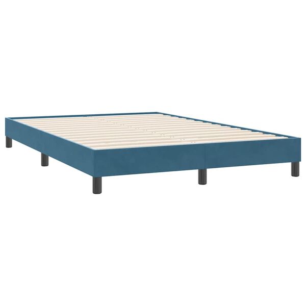 vidaXL Boxspringbett mit Matratze Dunkelblau 160x220 cm Samt