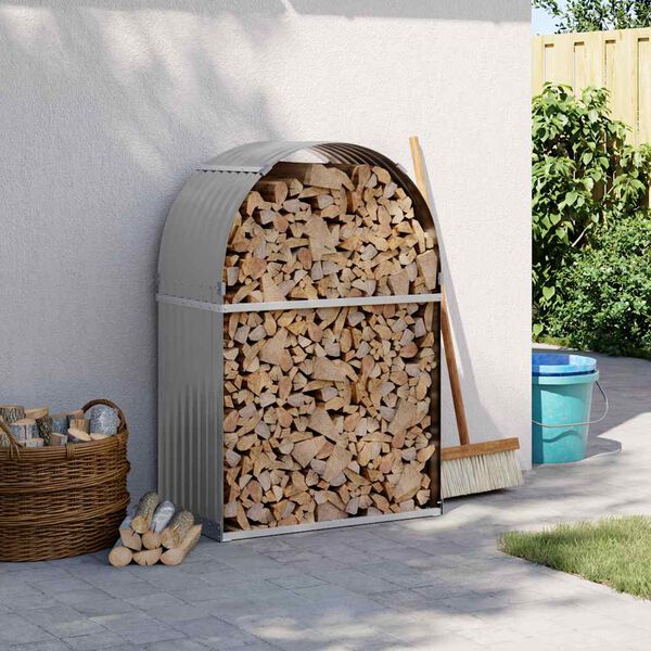 vidaXL Kaminholzunterstand Hellgrau 80x45x120 cm Verzinkter Stahl